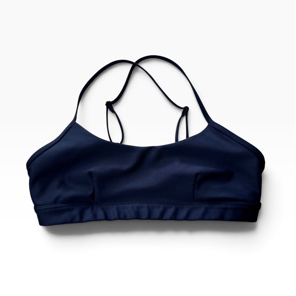 Alo Yoga Airlift Intrigue Navy Blue Bra Strappy Back Sports Bra Athleisure Small